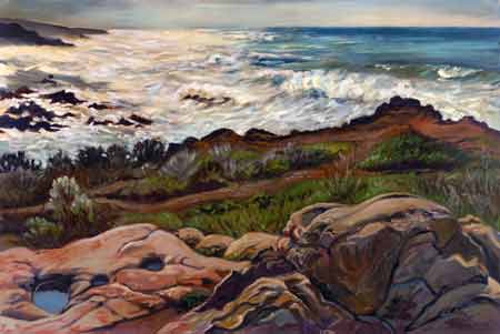 Morning after the Storm along the Cambria California Coast - oil on canvas.